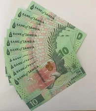 Zambia Ten Kwacha Pack of 10 Uncirculated Banknotes