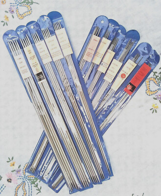 Stricknadeln doppelt spitz 14 Zoll/35cm Set 5 Stahl/Prym & Pony Alu