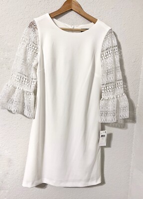 Donna Ricco White Embroidered Sleeve Shift Dress Size 8 | eBay Donna Ricco White Embroidered Sleeve Shift Dress Size 8 | eBay