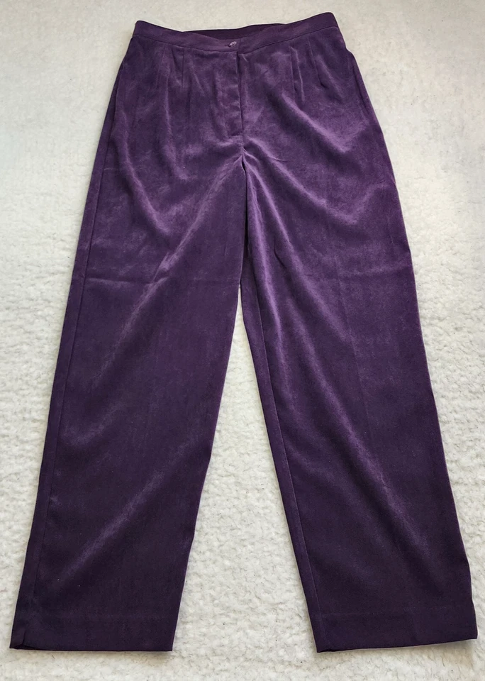 Pantalones Traje De Colección Dressbarn 2 Piezas Mujer 16 Púrpura Suave Terciopelo Botones Ajustados Foto 2 de 4