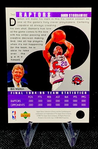 1995-96 Upper Deck Collector's Choice Damon Stoudamire #346 Toronto Raptors - Picture 2 of 2