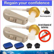 1 Pair Hearing Aids Invisible In-Ear Enhancer USB Rechargeable Sound Amplifier