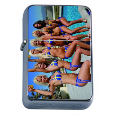 Switzerland Pin Up Girls D6 Flip Top Oil Lighter Wind Resistant 