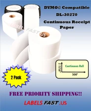 Dymo LabelWriter 30270 Compatible 300' POS Thermal Printer Receipt Paper 2 Rolls