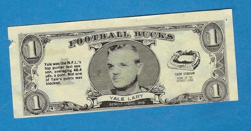 1962 Topps Bucks HOF Yale Lary Detroit Lions #14