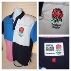 England Rugby Football Union Jersey Polo Shirt Short Sleeve Embroidered Size Xl