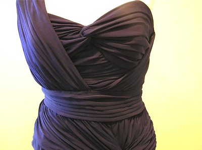 NWT Laundry Shelli Sagal twist cocktail  evening One shoulder dress Navy blue 10