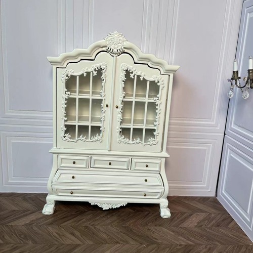 1:12 Scale Miniature French Provincial White Display Cabinet Dollhouse Furniture - Picture 13 of 15