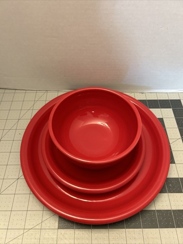 Fiesta Ware Fiestaware TABLEWARE 3-Piece Bistro Set ~ Scarlet Red in Box USA - Picture 5 of 12