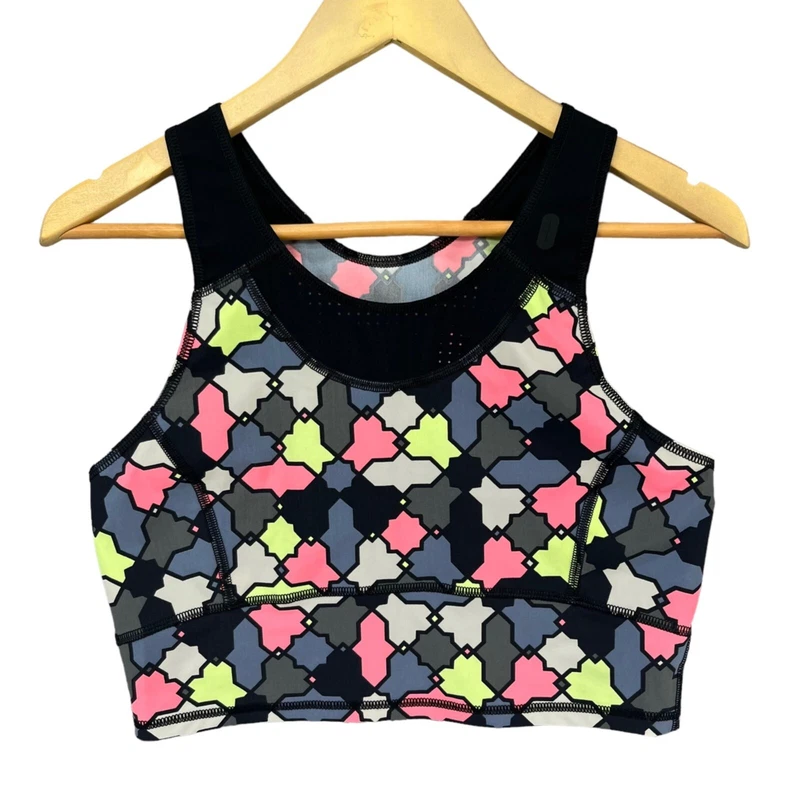 sweaty-betty homestraight run crop tile print tank-top