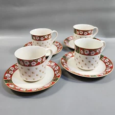 Vintage Kobe Charlton Hall Teacup & Saucer Set Holly Berries Christmas Holiday