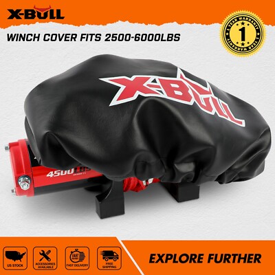X-BULL Winch Cover Waterproof Black Use for 2000-6000LBS Winch Universal ATV UTV