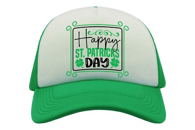 Happy St Patricks Day Mütze Trucker Cap Kleeblatt Party irisches Geschenk grün weiß