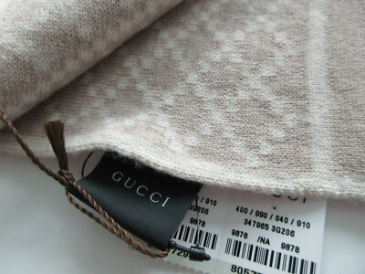 NEW GUCCI 347965 UNISEX 100% WOOL DIAMANTE REVERSIBLE SCARF