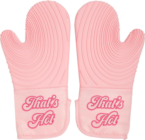Oven Mitt Set with Iconic That'S HOT Design, Heat Resistant Pot Holders Featurin - Picture 9 of 12