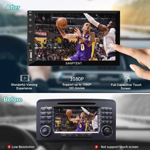 Double Din car stereo radio audio receiver compatible Apple Carplay, Android - Picture 5 of 7