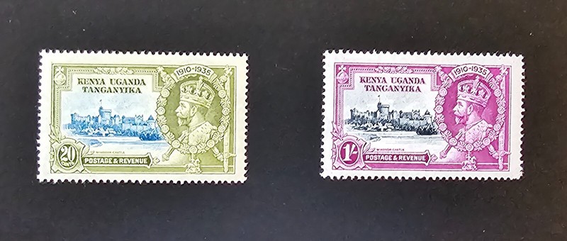 Kenya Uganda Tanganyika KUT 1935 KGV Silver Jubilee MH Sc 42, 45. SG 124, 127