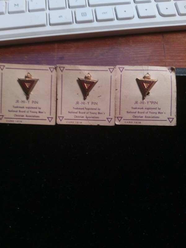  3 VINTAGE TRI HI-Y OFFICIAL LAPEL PINS Triangle pinback YMCA YWCA