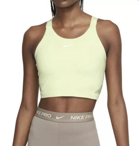 NWT$50 Nike Pro Women's Dri-FIT Shelf-Bra Cropped Tank Top DD6450-303 Lime  Ice