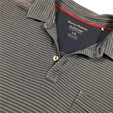 Tommy Bahama Men's Islandzone Polyester Blend Polo Shirt Gray Stripe Large