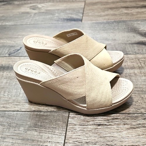 Crocs Leigh II Damengröße 6 Keilsandale Xstrap Absatz khaki