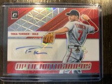 2018 Panini Prizm Optic Autographs Red Refactor Trea Turner Auto #2/7