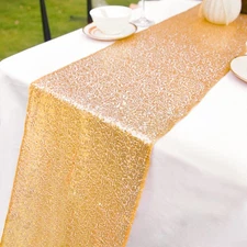 Table Runner 12 x 108 inch Glitter Gold Table Runner Rectangle for Graduation...