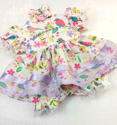 Cabbage Patch 16'' Birds & Flowers Doll Dress Bloomers 2 Matching Hair Bows