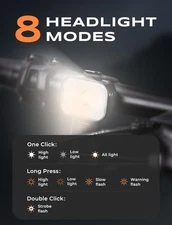 Bike Lights Set with Wide-Angle Reflectors, 8+6 Modes & Ultra-Light Bicycle L...