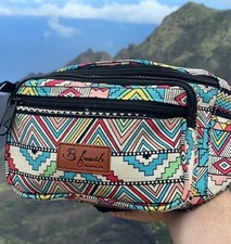 Fanny Pack Colorful Design Tribal Retro 90  s Large Belt Waist Bag Unique
