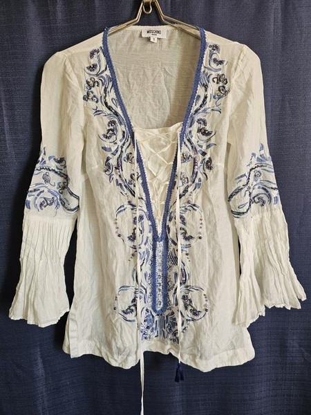 Women Moschino Shirt White Silk 36 / S / 44