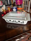 Vintage Pyrex Black Rooster & Sunflower promotional 2- casserole with lid #575-B