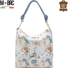 M*BRC Massimo Braccialini borsa Hobo in pelle bianca con fliori Made in Italy