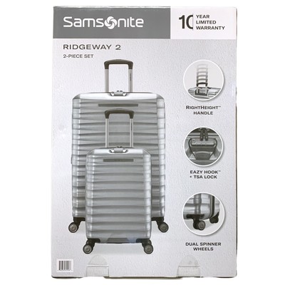Samsonite Ridgeway II 2-Piece Hardside Set, Checked & Carry-On Spinners, Silver