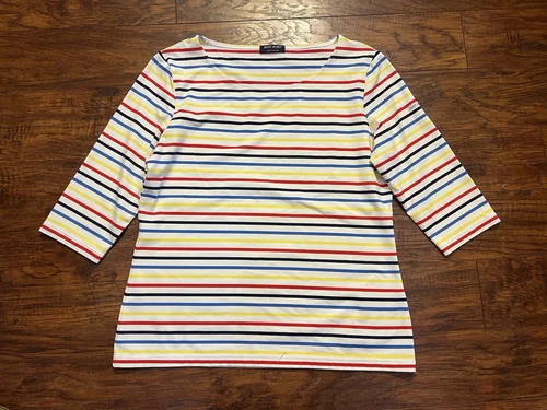 Saint James M/L US FR 5-46 White Red Yellow Blue Striped Shirt - Picture 1 of 9