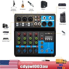 5-Channel Mixer with Bluetooth, USB, and Reverb for Live Audio Mixing