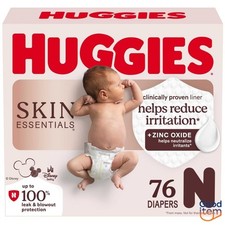 Huggies Skin Essentials Luxury Diapers - Newborn - 76ct: Elastic Stretch Sides