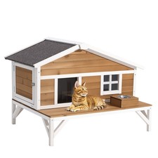 Insulated Cat House All-Around Foam Insulation Elevated Cat Shelter Wooden