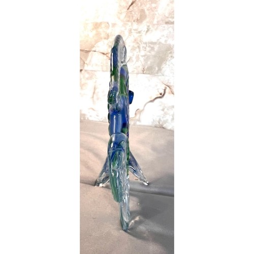 Art Glass Sunfish~Textured~Cobalt Blue, Green Clear Fins - Picture 9 of 9