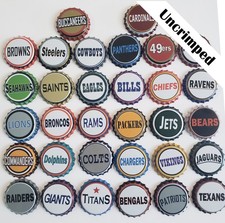 32 NFL Beer Bottle Caps Complete Set Crown Caps Football Uncrimped