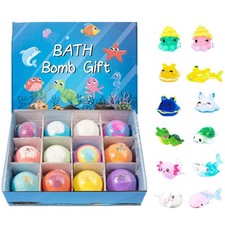 Animal Toy Bath Salt Balls 12pcs Natural Bubblel Bath Bombs With Surprise Toy