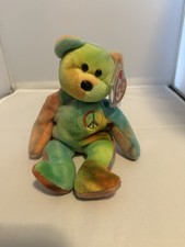 Ty Beanie Baby Peace Bear 1996 Multicolor Tye Dye