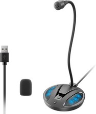 Plug Play USB Computer Microphone, Flexible Gooseneck Desk Microphone for Podc