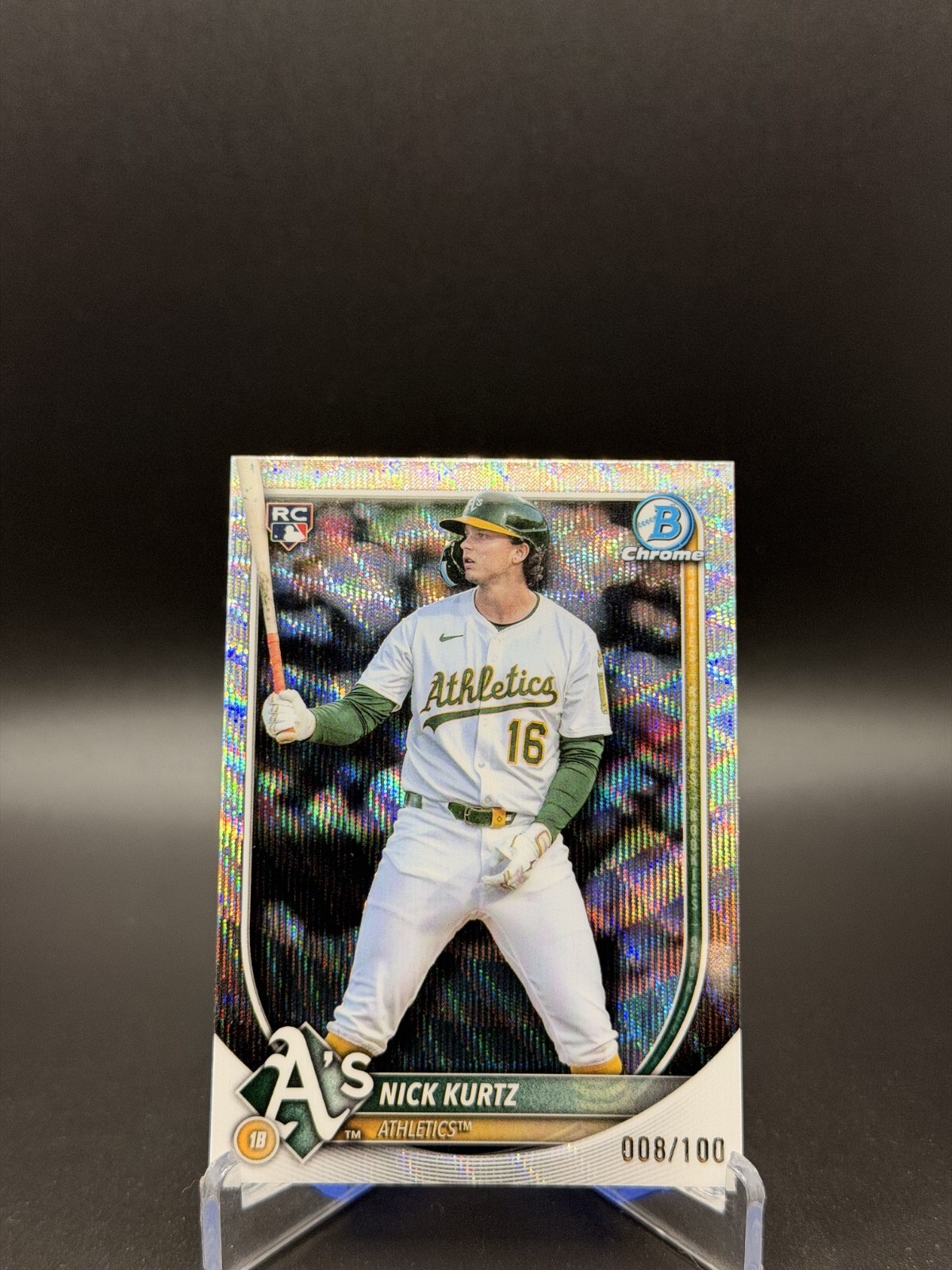 2025 Bowman Chrome - Nick Kurtz #93 Wave Refractor /100 (RC)