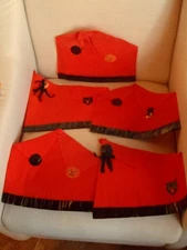 5 VTG. 1940'S HALLOWEEN PAPER MACHE' HATS BLACK CATS, SCARY PUMPKINS, OWL, USA