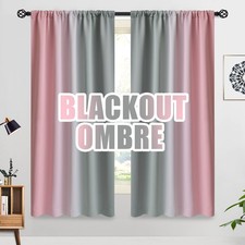 Ombre Room Darkening Pink and Grey Curtains 63 inches Length for Girls Bedroo...