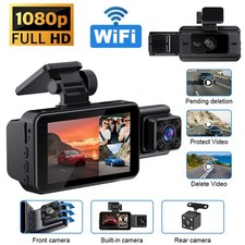 Car DVR Dash 4k Cam Video Recorder G-Sensor 3 Lens Front/Rear/Inside Camera WIFI