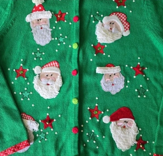 Suéter navideño vintage Petite XL de Papá Noel para mujer Foto 2 de 3