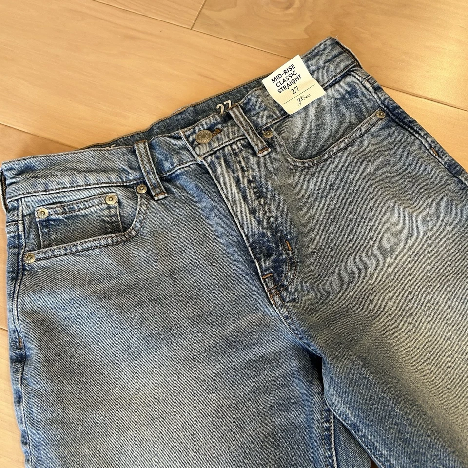 J. Jean para mujer Crew tiro medio clásico recto azul denim 27 Foto 2 de 4