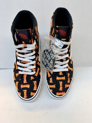 Vans x Thrasher Sk8-Hi Black Flame Allover Logo Mens Size 10.5 NIB Skate